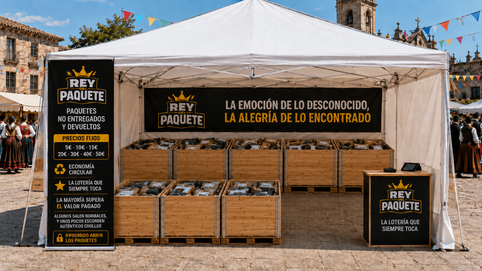 Stand de El Rey del Paquete en una fiesta